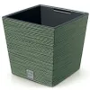 A square green planter pot with a textured surface and a black interior, shown against a white background. Produktbild-Vorschau