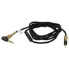 A black audio cable with gold connectors is laid out on a white background. Produktbild-Vorschau