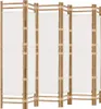 A multi-panel room divider made of bamboo and white canvas. Produktbild-Vorschau
