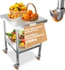 TWOLIIN Pracovní stůl z nerezové oceli, 4 otočná kolečka s Náhled obrázku produktu 1