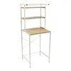 A white and wood-colored shelving unit with three shelves, designed to be placed over a washing machine. Podgląd zdjęcia produktu