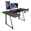 A gaming desk with dual monitors, keyboard, mouse, headphones, and a cup holder. Podgląd zdjęcia produktu
