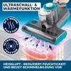 A hand holding a vacuum cleaner over a mattress, with diagrams illustrating its functions. Produktbild-Vorschau