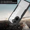 A phone case is shown falling onto a cracked road, with debris flying. Produktbild-Vorschau