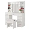 Coiffeuse Zimilo avec miroir LED et tabouret Coiffeuse avec Voir les images du produit 1