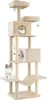 A multi-level cat tree with several platforms, cubbies, a hammock, and scratching posts, featuring three cats. Anteprima dell’immagine prodotto