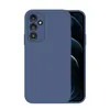 A blue phone case is shown on a white background, with a portion of a smartphone visible inside the case. Produktbild-Vorschau
