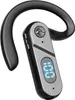 A close-up studio shot of a black and silver Bluetooth headset with a digital display. Produktbild-Vorschau