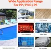A collage of images showcasing various applications of PP, PVC, and PE materials. Podgląd zdjęcia produktu