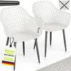 tillvex® Gartenstuhl 2er Set Wetterfest mit Armlehne Weiß | Produktbild-Vorschau 1