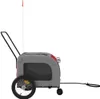 vidaXL Fahrradanhänger Hunde Rot und Grau Oxford-Gewebe und Produktbild-Vorschau 5