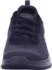 A front view of a black Skechers shoe. Voir les images du produit