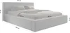 A rendered, monochromatic image of a bed with dimensions indicated by text overlays. Produktbild-Vorschau