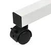 A close-up view of a white metal leg with a black caster wheel and a black foot attached. Produktbild-Vorschau