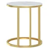 A round side table with a white marble-look top and a gold metal frame. Produktbild-Vorschau