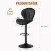 A black bar stool with dimensions and weight capacity indicated by text overlays. Produktbild-Vorschau