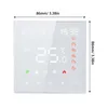 A white smart thermostat with a digital display showing the time and temperature, along with various icons representing different functions. Anteprima dell’immagine prodotto