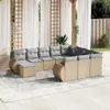 vidaXL 11-tlg. Garten-Sofagarnitur mit Kissen Beige Poly Produktbild-Vorschau 2
