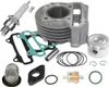 A collection of motorcycle engine parts laid out on a white background. Produktbild-Vorschau