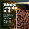 A volcanic eruption with lava flow and a close-up of red lava stones. Produktbild-Vorschau