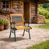 Gusseisen Gartensessel Gartenstuhl Outdoorstuhl Holz Natur bis120Kg Produktbild-Vorschau