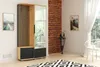 A hallway with a modern furniture piece, mirror, and artwork. Anteprima dell’immagine prodotto