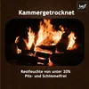 A fireplace with burning logs, with text overlays. Produktbild-Vorschau