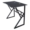A black gaming computer desk with a metal frame, shown from a three-quarter angle against a white background. Náhled obrázku produktu