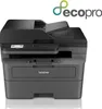 A Brother MFC-L2860DW 4-in-1 laser multifunction printer is shown against a white background. The printer is black and gray, with its top lid open. The 'ecopro' logo is visible in the top right corner. Produktbild-Vorschau