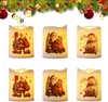 A collage of six LED Christmas candles, each featuring a festive design of Santa Claus or a snowman, set against a white background with a decorative Christmas garland at the top. Produktbild-Vorschau