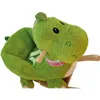A green plush dinosaur rocking toy is shown against a white background. Produktbild-Vorschau