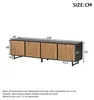 Meuble TV 180 x 40 x 50 cm, 4 portes, bois naturel, meuble Voir les images du produit 4