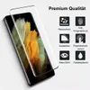 A screen protector is shown being applied to a smartphone, with feature icons and text surrounding it. Produktbild-Vorschau