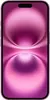 A pink iPhone 16 is shown against a gradient pink and purple background. Produktbild-Vorschau