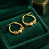 Creolen Ohrringe Damen Gold Edelstahl Hoop Ohrringe Kugel Produktbild-Vorschau 2