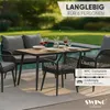 An outdoor dining set with chairs and a table, set on a patio near a pool. Anteprima dell’immagine prodotto