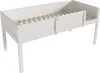 A white wooden bed frame with a slatted base and guardrails, shown from a diagonal angle against a white background. Podgląd zdjęcia produktu