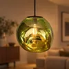 Hängelampe Esstisch Glas Grün Metall E27 Ø36 cm rund Produktbild-Vorschau 1