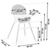 A size chart for a baby high chair, showing various dimensions with measurement lines and text. Náhled obrázku produktu