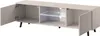 A TV lowboard with open doors and internal shelves, illuminated by LED lights. Produktbild-Vorschau