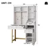 Merax Schminktisch mit LED, 3 Schubladen, Glasvitrine, Produktbild-Vorschau 5
