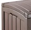 A close-up view of the lid and side of a brown storage box. Podgląd zdjęcia produktu