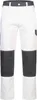 A pair of white work pants with gray knee patches and waistband, shown against a white background. Produktbild-Vorschau