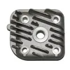 A top-down view of a metal cylinder head with fins and bolt holes, isolated on a white background. Produktbild-Vorschau