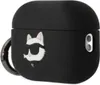 A black AirPods Pro 2 case with a 3D Choupette head design. Produktbild-Vorschau