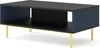 A 3D render of a modern coffee table with black and dark blue accents and gold legs. Náhled obrázku produktu