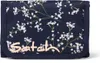 A close-up view of a navy blue wallet with a floral pattern and the brand name 'Satch' in pink lettering. Náhled obrázku produktu