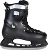 A black ice skate with silver accents is shown from the side against a white background. Produktbild-Vorschau