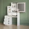 Coiffeuse Livinity Monza Blanc 80cm avec miroir LED, Model Voir les images du produit 5