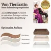 A veterinarian with a dog, product layers diagram, and product examples. Produktbild-Vorschau